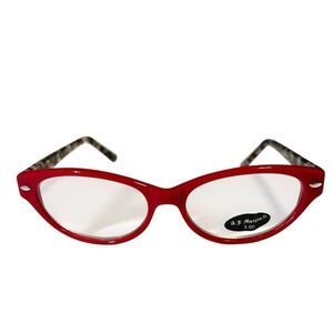 A.J. Morgan Red Reading Glasses with Case. Magnification 2.5‎